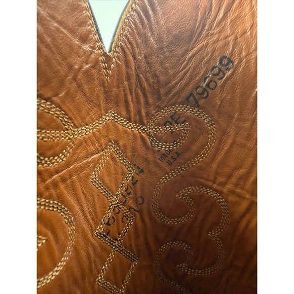 Vintage Cowboy Boots Lucchese L6809.24 Black Leather Roper Mens Size 9 EE - Picture 9 of 12